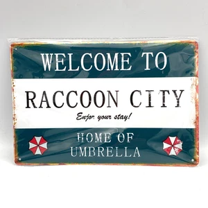 Resident Evil 2 3 Remake | Welcome To Raccoon City Tin Sign | Home Of Umbrella - Picture 1 of 3