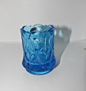 Vintage Imperial Glass Blue Gathered Knot Pattern Toothpick Holder 1930-1950 - Picture 1 of 4