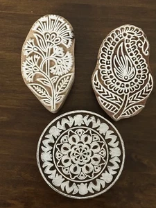 Set of 3 Shapes various Design Printing Block Wooden Stamp New WBS 41 - Picture 1 of 4