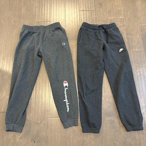 Nike Champion Sweatpants Youth Large Gray Fleece Joggers Athletic Pants Bundle - Picture 1 of 10