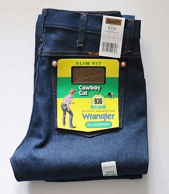 Novo Jeans Wrangler 936 Corte Cowboy Slim Fit Masculino Tamanhos Rígidos Sarja Índigo Denim - Imagem 1 de 4