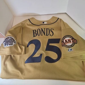 Camiseta Barry Bonds 2002 Juego de Estrellas 2XL Majestic Auténtica Gigantes Dorada - Imagen 1 de 9