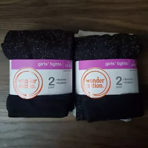 Paquete de 4 medias de lana sin pies Wonder Nations para niñas negras/grises pequeñas brillantes - Imagen 1 de 5