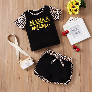 Toddler Kids Baby Girl Mama's Mini Outfits Clothes T-shirt Tops+Pants/Shorts Set