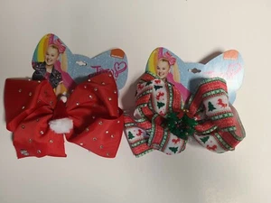 JoJo Siwa Large Red Holiday Bow - Silver Rhinestones and Santa Hat/Bow, wreath - Picture 1 of 3