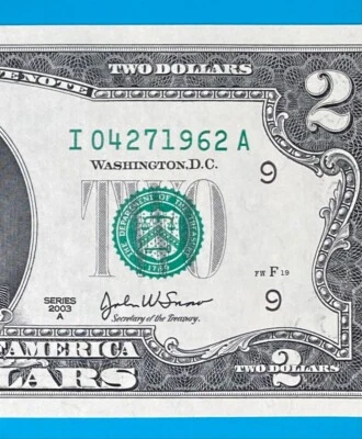 April 27, 1962 : I 04271962 A BIRTHDAY Note $2 Two Dollar Bill *UNC* - Image 1 of 3