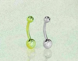 14K Solid Gold Yellow or White Belly Button Ball Body Jewelry Piercing - Picture 1 of 6