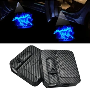 2pcs For Mustang Blue Horse Wireless Car LED Door Lights Puddle Shadow Projector - Picture 1 of 12