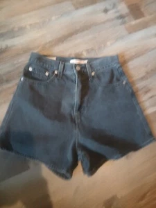 Vintage Levi’s Black Jean Denim Shorts Womens Juniors 25 ALL Black Tab & Patch - Picture 1 of 9