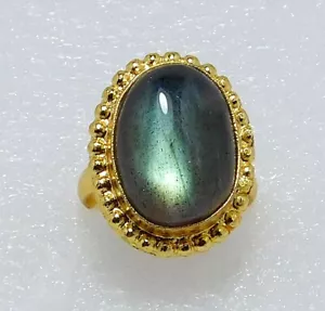 Anelli Labradorite Placcati in Oro Glitter Fatti a Mano Pietra Preziosa Rarara Gioielli Taglia-6 - Foto 1 di 4