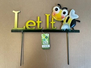 REDUCED!!! Slight Seconds Cute Let it Be Metal Garden Sign - Let it BEE -RRP £10 - Picture 1 of 7
