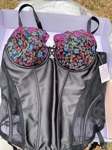 NWT Savage x Fenty Black Butterfly Embroidered Corset Bustier Womens Size 1XL - Picture 1 of 8