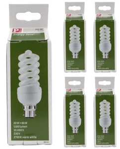5x Paulmann ESL Energiesparlampe Spirale 20W B22d 2700K Warmweiß twist Röhre - Bild 1 von 5