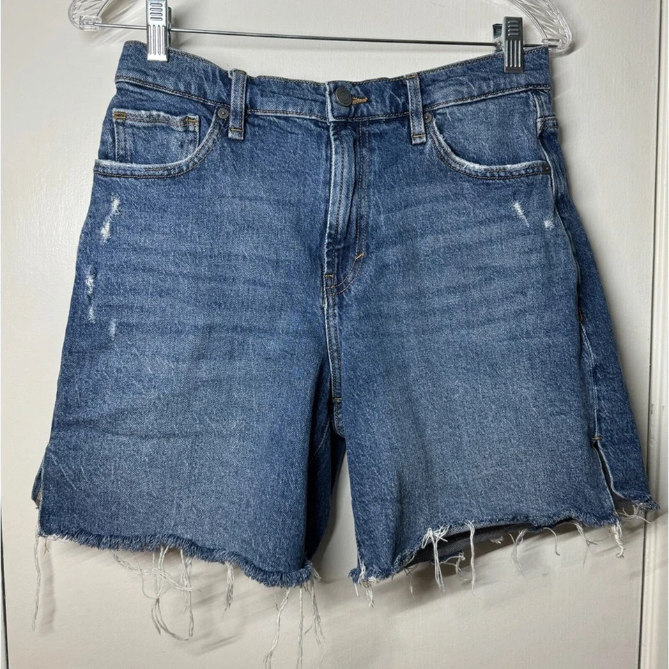 Habitual Skylar 高腰侧开衩生下摆泻湖中蓝色水洗牛仔裤短裤 29 — 第 1/4 张图片