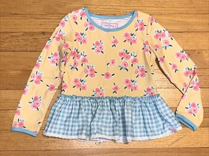 SweetHoney Sweet Honey Floral Check Ruffle Swim Top Rash Guard Size 6Y - Picture 1 of 6