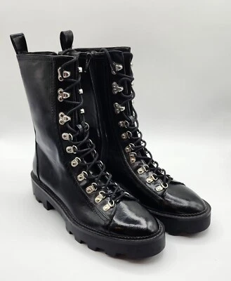 NWT Woman's Bershka Platform Boots Size 9 Combat Chunky Heel Punk Goth Black - Image 1 of 4