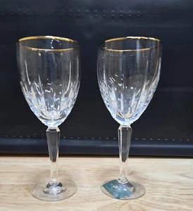 2 Lenox Clarity Crystal Debut Water Wine Glasses Gold Rim - Heavy NWT 7 " - Picture 1 of 4