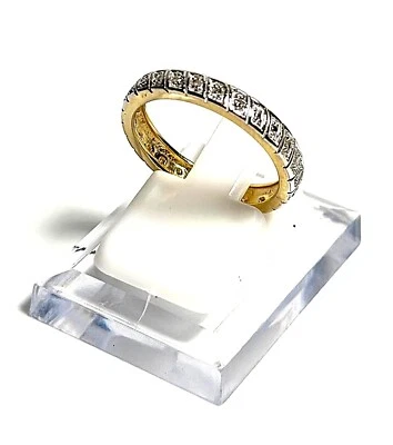 9 ct Bi colour diamond ring eternity wedding  0.15ct-2.44g 0.25" width Sze N Box - Image 1 of 4