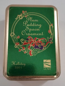 Lunt Silversmiths Plum Pudding Spoon Ornament Holiday 2001 in Decorative Tin Box - Picture 1 of 3