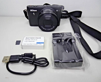 Nikon 1 S2 Digital Camera with Len  + Micro SD Card 32 GB + Battery + Charger - Image 1 of 4