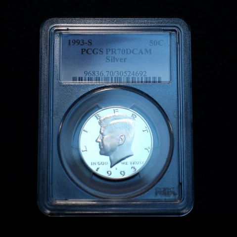 1993 S Kennedy Half Dollar Silver Proof PCGS PR70 Deep Cameo Mint Proof Cover