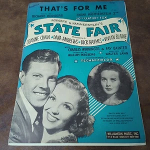That's For Me by Rodgers Hammerstein (Vintage Sheet Music 1945) State Fair - Picture 1 of 3