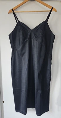 Van Raalte Vintage Años 60 70 Completo Negro Slip Talla 42 DuPont Nylon Hecho en EE. UU. Grande Foto 1 de 4