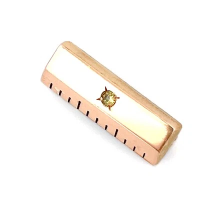 ⅒10K Yellow Gold Fill Ruler Scale Measuring Stick Lapel Pin with Yellow Crystal - Image 1 of 4