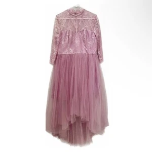 Chi Chi London rosa Blumen Spitze Tüll Midi High-Low Kleid US Größe 12 Hochzeit - Bild 1 von 6