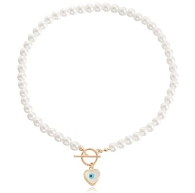 Perlen Kristall Brautjungfer Schmuck Auge Herz Braut Party Kette Mode Geschenk - Bild 1 von 4