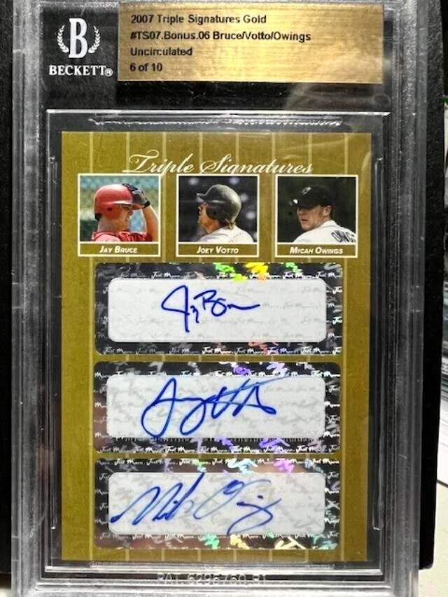 Joey Votto 2007, Jay Bruce, Micah Owens novato automático BGS/10 sin circular👌 Foto 1 de 4
