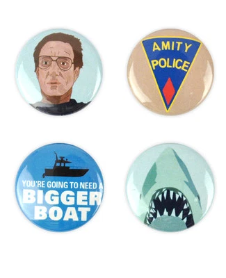 Jaws badges, buttons, Roy Scheider, Steven Spielberg, great white shark, amity - Image 1 of 4