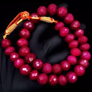 Impresionante collar de cuentas masivo increíble corte rosa rubí 656 quilates joyería VK 31 E663 - Imagen 1 de 3