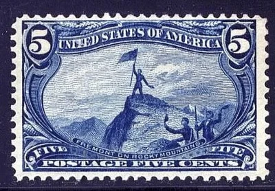 #288 F-VF MNH OG 5¢ TRANS-MISSISSIPPI Issue-FREMONT ON ROCKY MOUNTAINS - Image 1 of 2