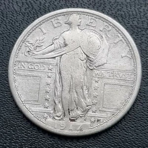 1917 D Standing Liberty Quarter 25c Type 1  Better Grade XF ++ Details #41158 - Picture 1 of 2