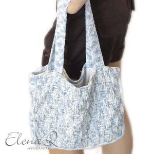 BAMBOO HANDMADE CROCHET BAG BLUE COLOR - Picture 1 of 1