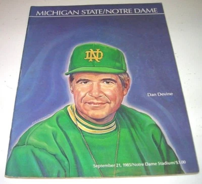 1985 NOTRE DAME Fighting Irish MICHIGAN STATE Spartans NCAA Football Program VG  - Image 1 of 4