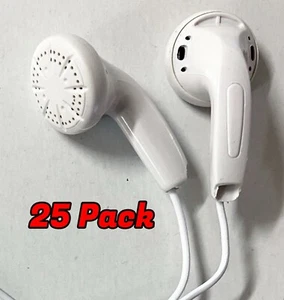 Bulk School Classroom Pack of 25 White Earbuds/Headphones - Individually Wrapped - Bild 1 von 4