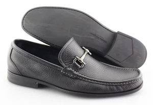 Men's SALVATORE FERRAGAMO 'Grande' Black Leather Loafers Size US 8 - D - Picture 1 of 6