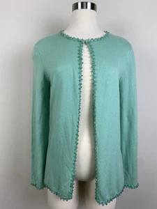 Doncaster Vintage Knit Cardigan Soft Green Silk Cashmere Blend Jade Beaded Sz S - Picture 1 of 16