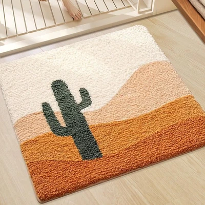 Квадратный коврик для ванной, мягкий и нескользящий коврик для ванной с закатом дюнами кактусами, уль... - Изображение 1 из 4