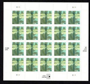 U.S. #4267 MNH, DRAGONFLY SHEET,  20X62 Cent., FV $12.40 (2008) - Picture 1 of 2
