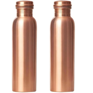 2 X Pure Copper Water Bottle For Ayurveda Health Benefits Leak Proof 100% - Picture 1 of 6