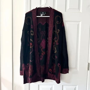 Peruvian Connection Alpaca Blend Dark Romantic Artsy Open Cardigan XL Read - Picture 1 of 10