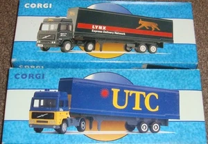 2 x VOLVO CONTAINER TRUCKS - LYNX & UNITED TRANSPORT - CORGI - BOXED - LTD EDTN - Picture 1 of 4