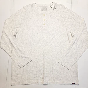 $98 New FAHERTY Cloud Cotton HENLEY T-Shirt Men's XX-LARGE 2XL Heather Ivory L/S - Picture 1 of 6