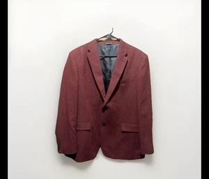 Tommy Hilfiger Men’s Burgandy Wool Sports Coat Elbow Patches Size 43R - Picture 1 of 9