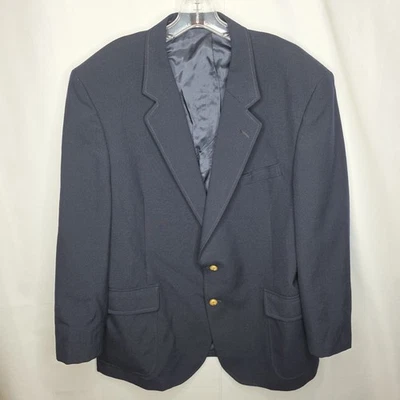 Chaqueta Blazer Abrigo Deportivo De Colección English Manor 46R Azul Marino Hopsack Botón Dorado Foto 1 de 4