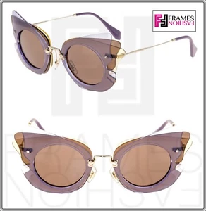 Gafas de sol MIU MIU COLLECTION 02S marrón lila oro espejado mariposa MU02SS - Imagen 1 de 8
