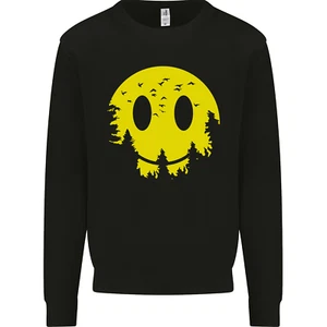 Happy Moon Smiling Acid Face 90s Kids Sweatshirt Jumper - Picture 1 of 3